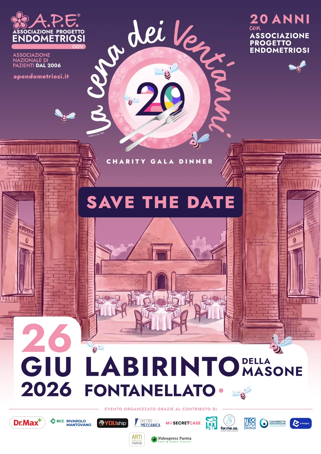 Programma CHARITY GALA DINNER | Festa dei 20 anni A.P.E. - Associazione Progetto Endometriosi